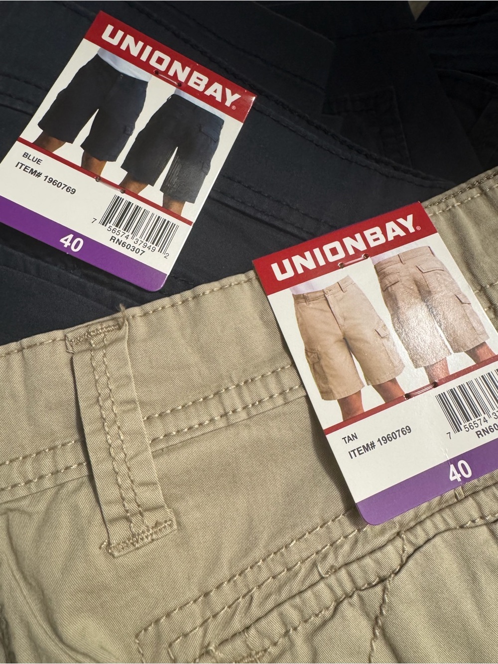 2 UnionBay  Men’s Cargo Short Blue  & Tan Size 40 New